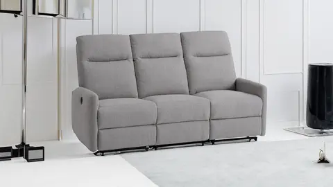 Sof&aacute; VONSILD 3 plazas reclinable el&eacute;ctrico gris claro de JYSK