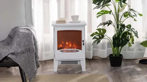 Chimenea El&eacute;ctrica Port&aacute;til HOMCOM con Efecto de Llama en Amazon