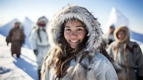 Mujer esquimal posa ante la c&aacute;mara en el &Aacute;rtico
