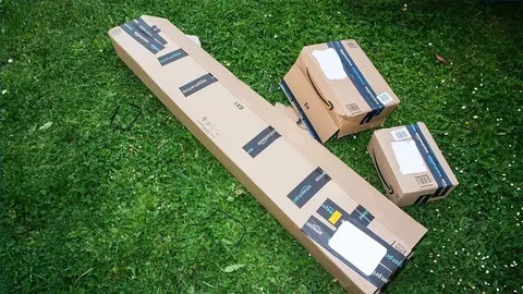 Cajas de reparto de pedidos de Amazon