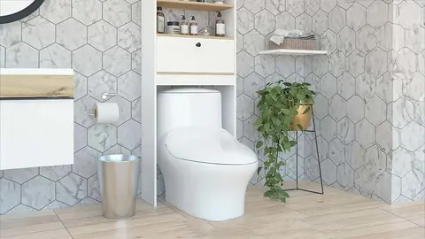 Estanter&iacute;a de Ba&ntilde;o Sobre Inodoro Malaga con estanter&iacute;a Blanco Duna de Leroy Merlin