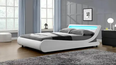 Cama LED Natacha de 140 x 190 cm en color blanco en Leroy Merlin