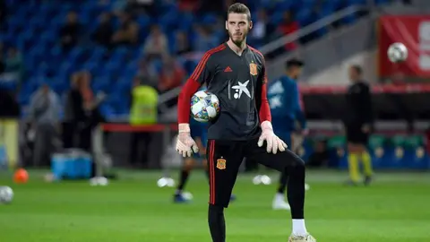 David de Gea, en un entrenamiento de la selecci&oacute;n espa&ntilde;ola
