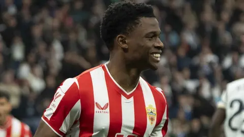 Largie Ramazani celebra su gol en el Real Madrid - UD Almer&iacute;a | LaLiga