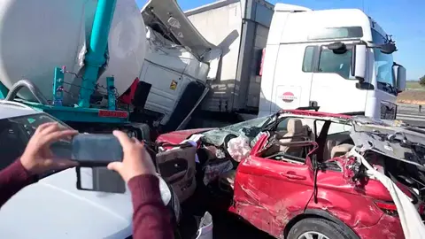 Accidente en Ciudad Real donde fallecieron aficionados sevillistas