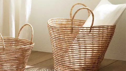 Cesto cil&iacute;ndrico con asas de Zara Home