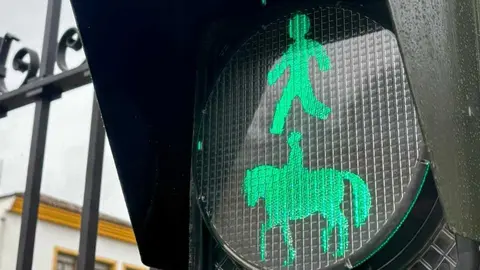 Sem&aacute;foro ecuestre en Jerez