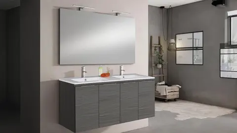 Mueble de ba&ntilde;o con lavabo y espejo Prima grafito de Leroy Merlin