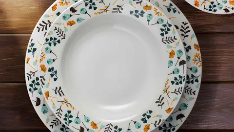 Vajilla decorada H&H M&eacute;rida en Carrefour