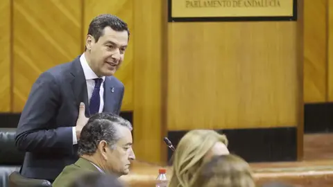 Juanma Moreno, en una reciente comparecencia en el Parlamento Andaluz