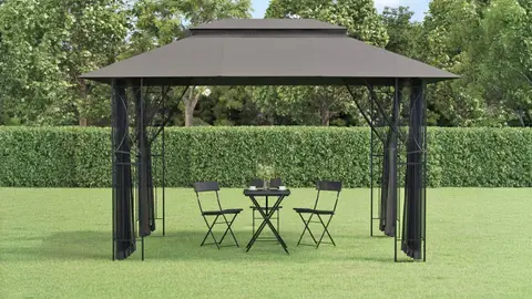 Cenador con paredes acero gris antracita vidaXL de Leroy Merlin