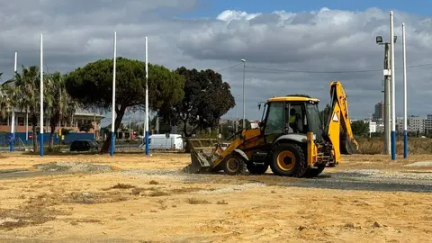Trabajos en el recinto ferial de las Colombinas