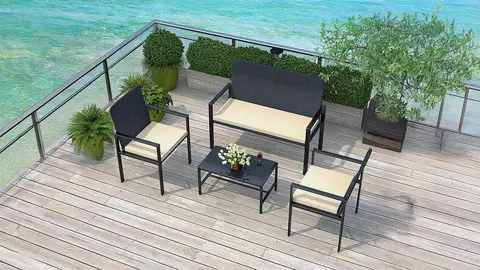 Juego de muebles de exterior de rat&aacute;n Bigzzia de Amazon