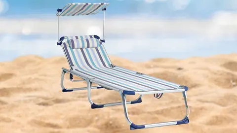 Tumbona plegable con parasol Fresh Campo y Playa de El Corte Ingl&eacute;s