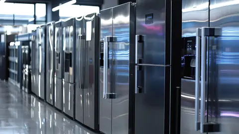 Secci&oacute;n de frigor&iacute;ficos y neveras de hipermercado de electrodom&eacute;sticos