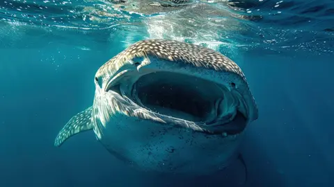 Tibur&oacute;n ballena fotografiado en el Oc&eacute;ano Atl&aacute;ntico