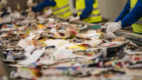 Una planta de reciclaje en una foto de archivo