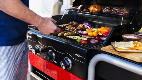 Barbacoa h&iacute;brida de gas y carb&oacute;n