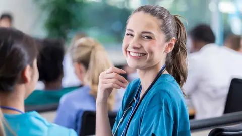 Una enfermera en una foto de archivo