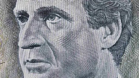 Parte del sello del retrato del Rey de Espa&ntilde;a Juan Carlos I