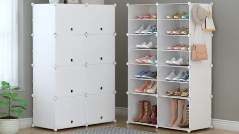 Mueble zapatero blanco 28 pares disponible en Amazon