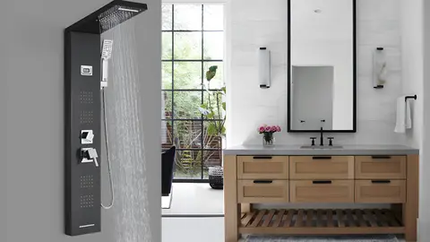 Columna de Hidromasaje con Grifo de Acero Inoxidable