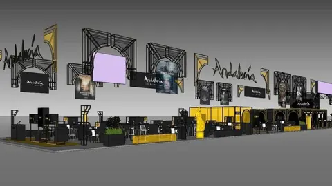 Recreaci&oacute;n del expositor de Andaluc&iacute;a en la WTM, que se celebra en Londres del 5 al 7 de noviembre