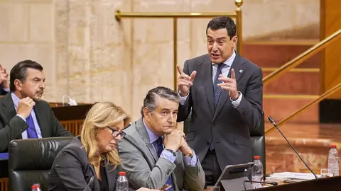 Juanma Moreno, durante su intervenci&oacute;n en el pleno del Parlamento | Salvador L&oacute;pez Medina