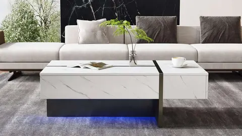 Mesa de centro moderna blanca con iluminaci&oacute;n LED de Leroy Merlin