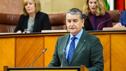 Antonio Sanz, durante su intervenci&oacute;n en el &uacute;ltimo pleno del Parlamento