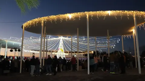 Encendido del alumbrado navide&ntilde;o del puerto de Huelva en 2023