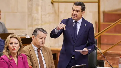 Juanma Moreno, durante la celebraci&oacute;n del &uacute;ltimo pleno en el Parlamento de Andaluc&iacute;a | Salvador L&oacute;pez Medina