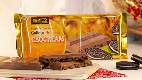 Turr&oacute;n de chocolate con galleta Caocream Hacendado de Mercadona