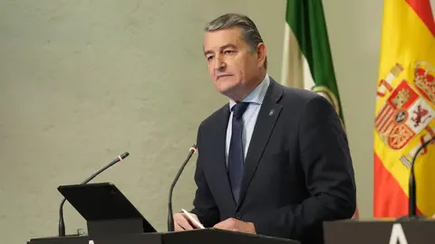 Antonio Sanz, durante su comparecencia tras el &uacute;ltimo Consejo de Gobierno