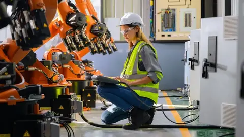 Una operaria trabajando en una f&aacute;brica