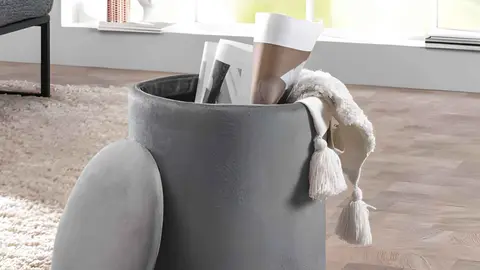 Taburete con almacenaje gris Livarno Home de Lidl