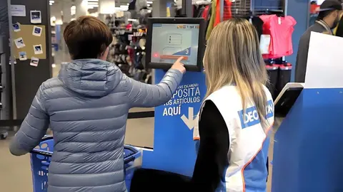 Caja de autoservicio de Decathlon
