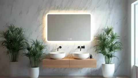 Espejo Ba&ntilde;o con Luz LED Regulable en 3 Colores Marctani