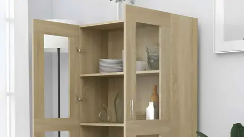 Vitrina de madera contrachapada color roble Maison Exclusive de Leroy Merlin