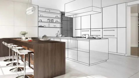 Plano de una cocina moderna