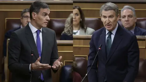 Feij&oacute;o y Pedro S&aacute;nchez, durante un debate reciente en el Congreso de los Diputados