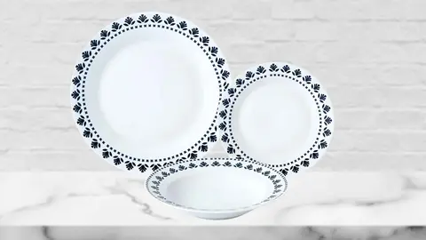 Vajilla de porcelana con cenefa SIMPL de Carrefour
