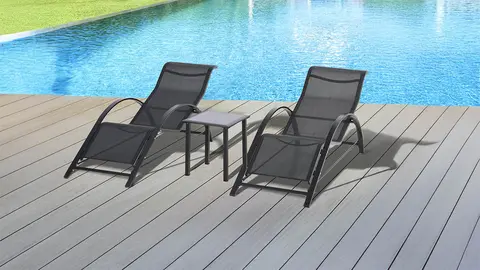 Juego de 2 tumbonas y mesa de jard&iacute;n Outsunny