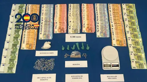 Dinero y sustancias intervenidas