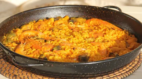 Paella con productos de Mercadona