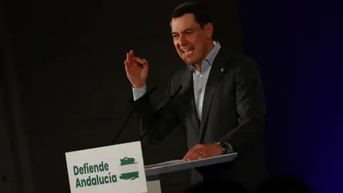 Juanma Moreno, durante la celebraci&oacute;n del Comit&eacute; Ejecutivo del PP en M&aacute;laga