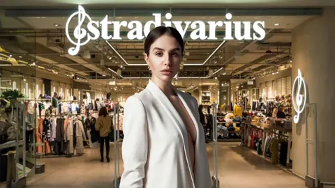 Una mujer a la moda con ropa de Stradivarius
