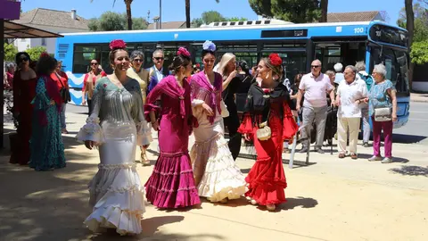 Autob&uacute;s en la Feria de Jerez