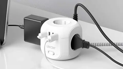 Cubo regleta con enchufes de 3 metros y 4 Tomas de CA LENCENT de Amazon