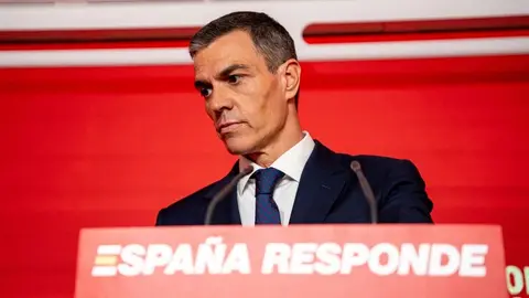Pedro S&aacute;nchez, durante la rueda de prensa que ofreci&oacute; recientemente